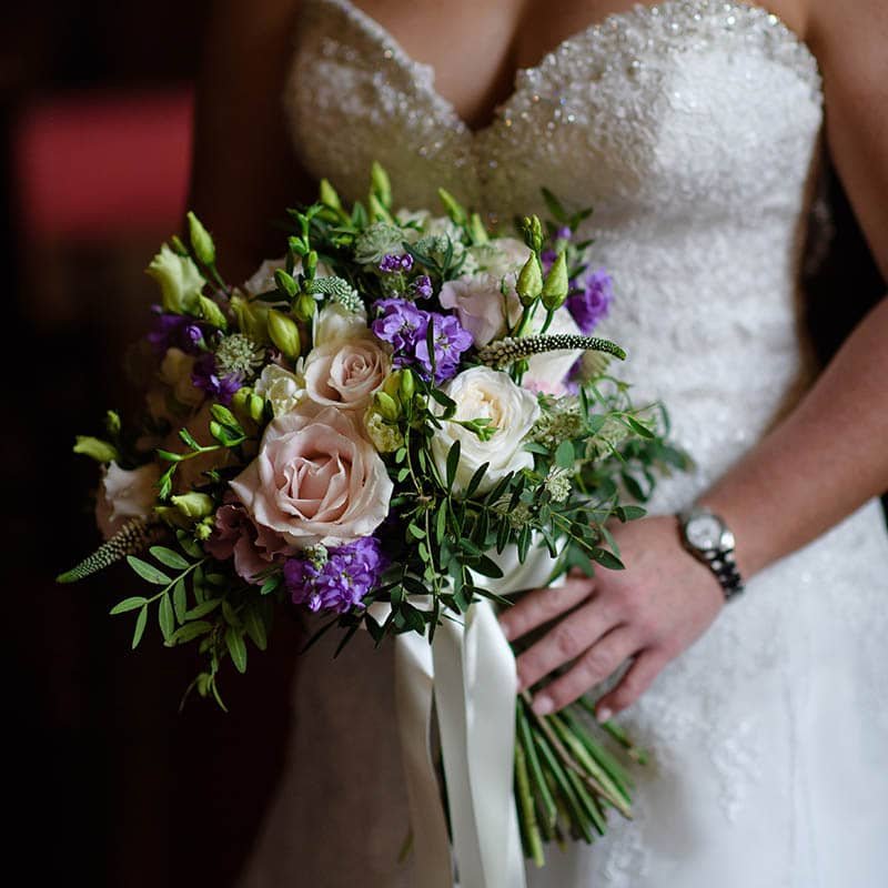 Blush and Purple Bridal Bouquet - Camellio Wedding Planning and Events - Essex Wedding Planner