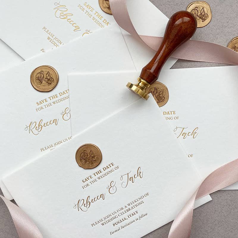 Personalised wax seals by ATW Creations - Camellio Wedding Planning and Events - Essex Wedding Planner